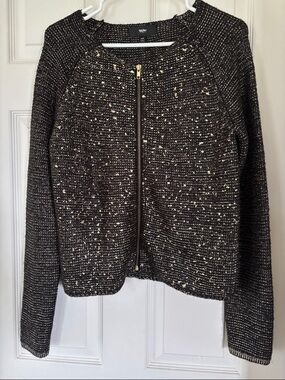 Mossimo Black Tweed Zip Jacket with Gold Fleck